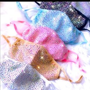 Bling rhinestone mask triple layer